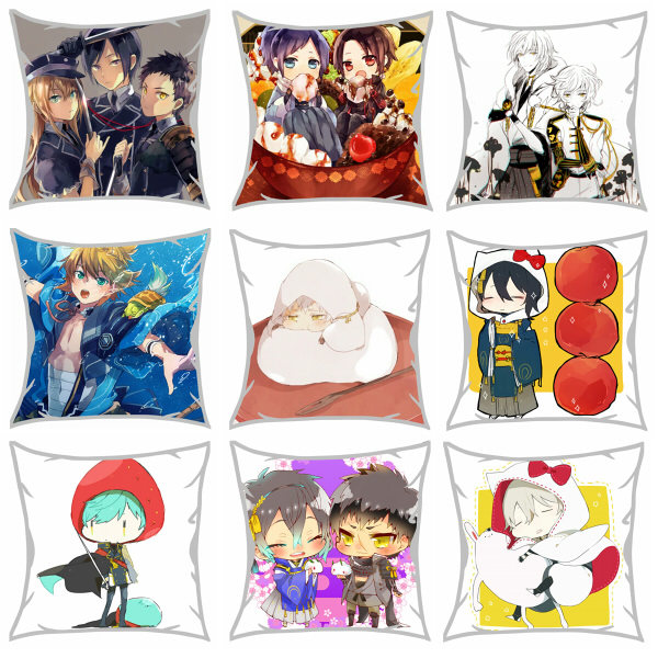 茶猫屋日本动漫周边刀剑乱舞online物吉贞宗鹤丸方形抱枕靠垫礼品