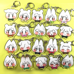 茶猫屋日本动漫周边A3满开剧团拟兔子毛绒透明亚克力挂件满百包邮