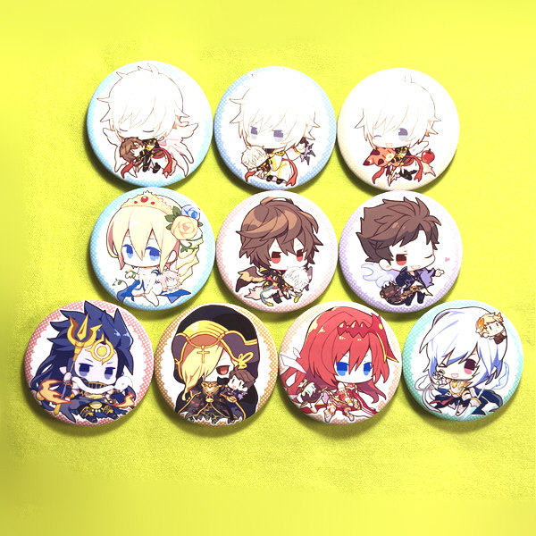 茶猫屋日本动漫周边碧蓝幻想Granblue Q版圆形高光覆膜徽章满包邮