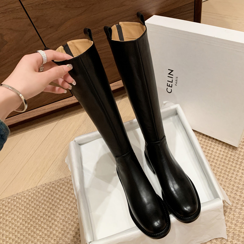 真皮高筒靴长靴高跟骑士靴显瘦
