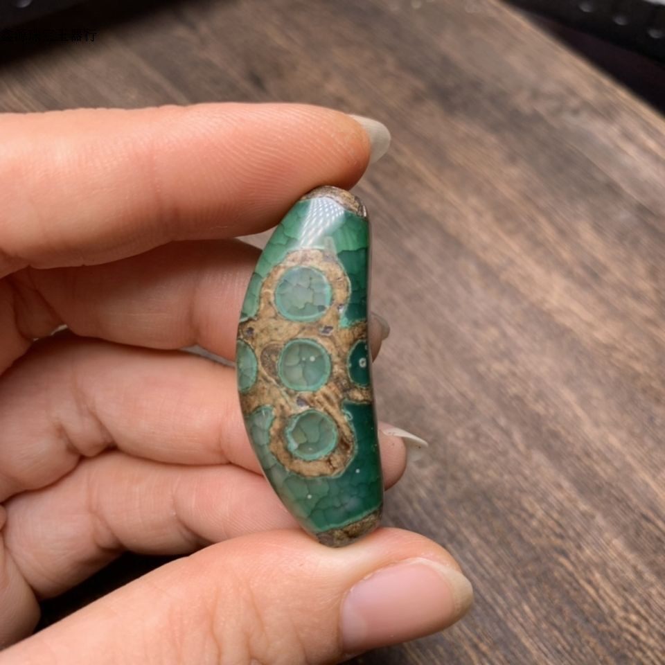 藏传天然老矿真玉天然玛瑙五眼闪电牛角天珠项链挂件配饰文玩杂项