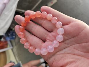 单圈手串粉色盐源圆珠盘玩糖果色南非玛瑙手链 女天然渐变甜美款