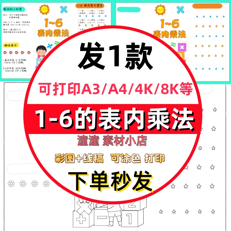 二年级第二单元1-6的表内乘法数学思维导图乘法口诀手抄报模板A4