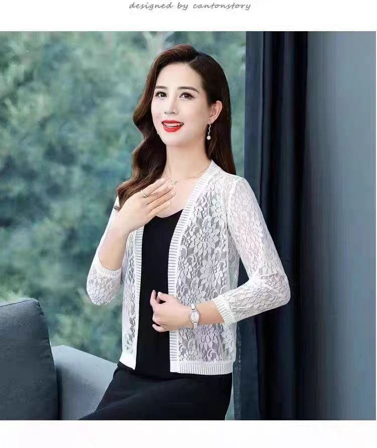 蕾丝小披肩夏季配裙子短外套旗袍外搭开衫女薄款妈妈针织防晒上衣