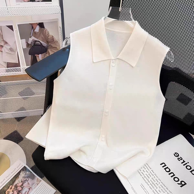 【叠穿伴侣】设计感百搭新款无袖针织Polo翻领内搭打底绵羊毛背心