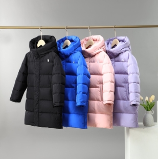 120-160码 中大童冬季长款羽绒服90白鸭绒加厚保暖男童女童深冬款