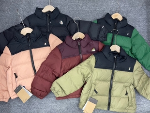 110-160码 儿童冬季立领羽绒服90白鸭绒加厚蓬松保暖撞色男童女童