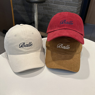 韩版 百搭字母磨毛棒球帽女青年情侣街头显脸小学生男女遮阳鸭舌帽