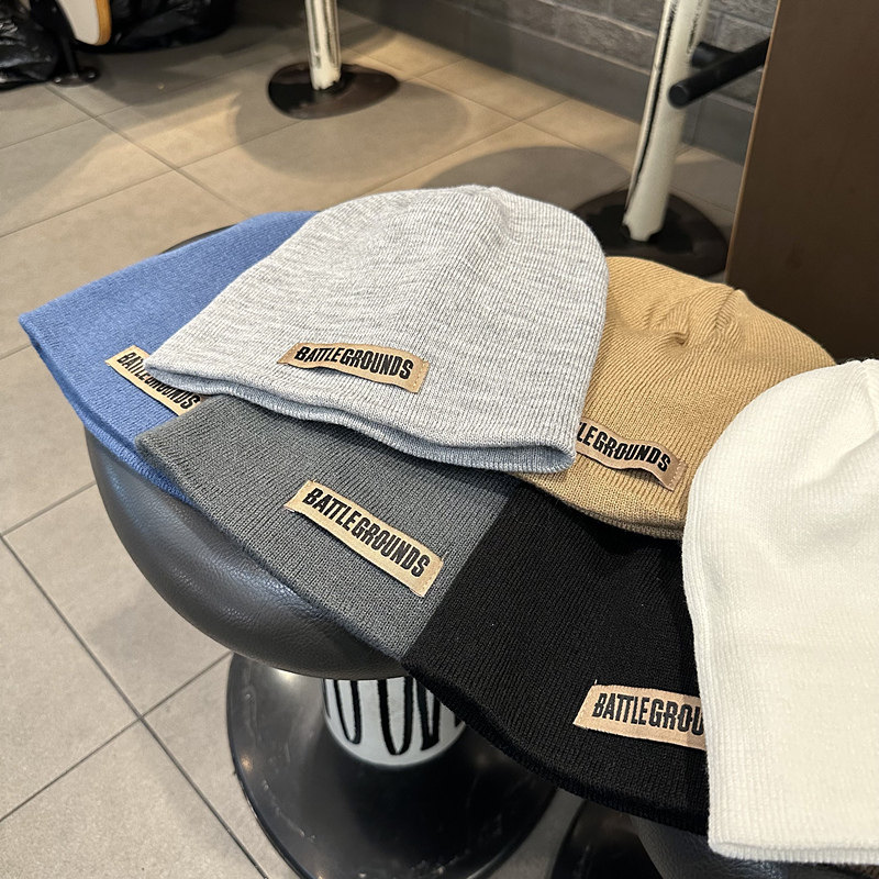 针织帽女秋冬保暖韩版百搭字母贴条套头帽街头青年学生薄款瓜皮帽