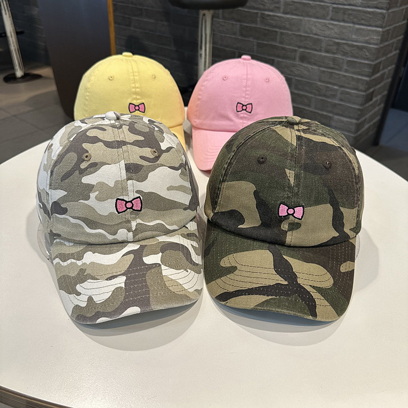 小领结迷彩风纯棉软顶棒球帽