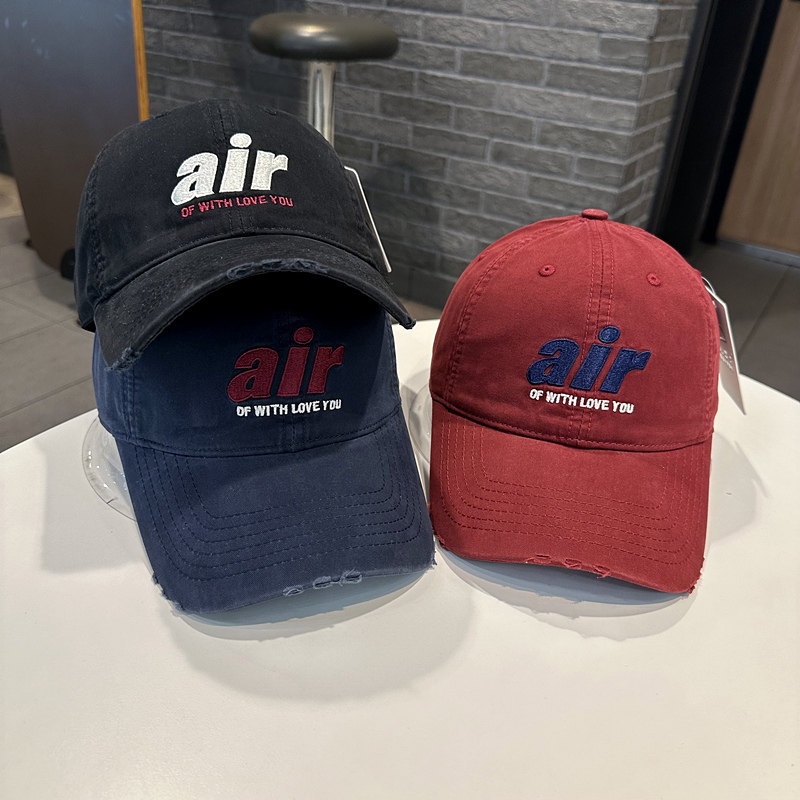 棒球帽女春夏天时尚韩版大字母air刺绣青年情侣街头遮阳鸭舌帽男
