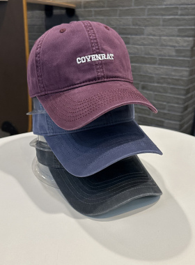 青年情侣棒球帽韩版重工水洗高品质字母百搭弯檐帽街头男女鸭舌帽