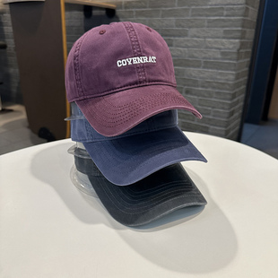 青年情侣棒球帽韩版 重工水洗高品质字母百搭弯檐帽街头男女鸭舌帽