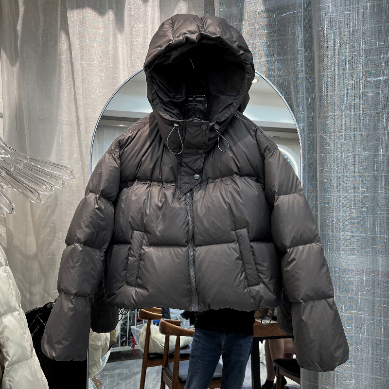 加厚尼丝纺短款连帽保暖