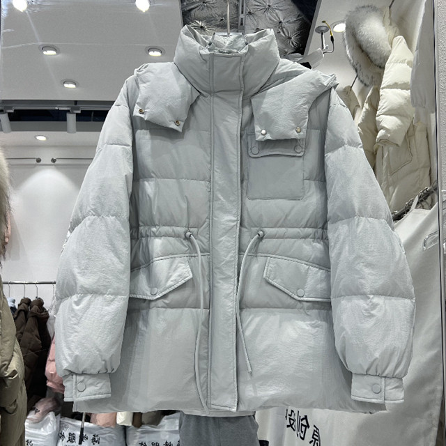 冬季新款连帽羽绒服女中长款90白鸭绒收腰显瘦加厚宽松小个子外套