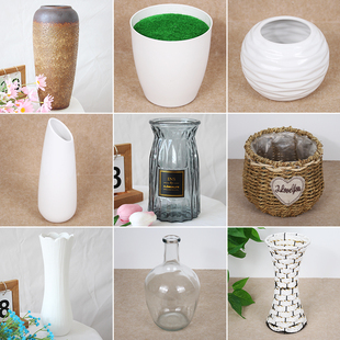 现代白色陶瓷玻璃花瓶满天星花瓶水培家居客厅摆件室内插花装饰品