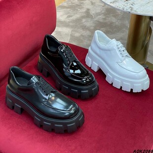 现货高定！刘雯同款松糕鞋英伦风厚底齿轮增高小皮鞋系带真皮单鞋