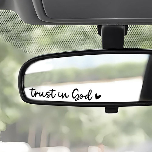 跨境亚马逊汽车后视镜贴纸2件装 Trust in god 化妆镜装饰贴纸