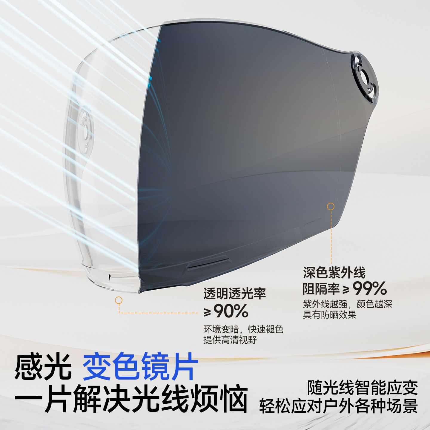 野马370S/371S感光变色镜片 防晒遮阳防风镜图片