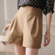 宽松5分阔腿休闲中裤 卡其色短裤 五分裤 薄款 女夏高腰a字显瘦工装 裤