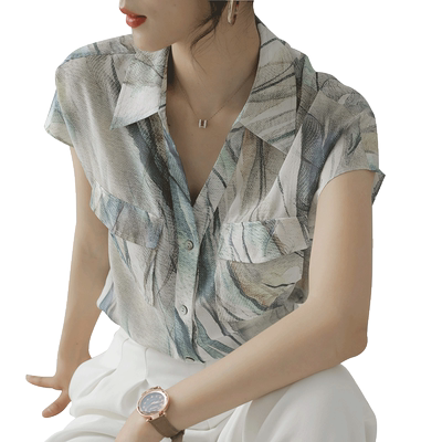 真丝白衬衫短袖宽松设计感小众