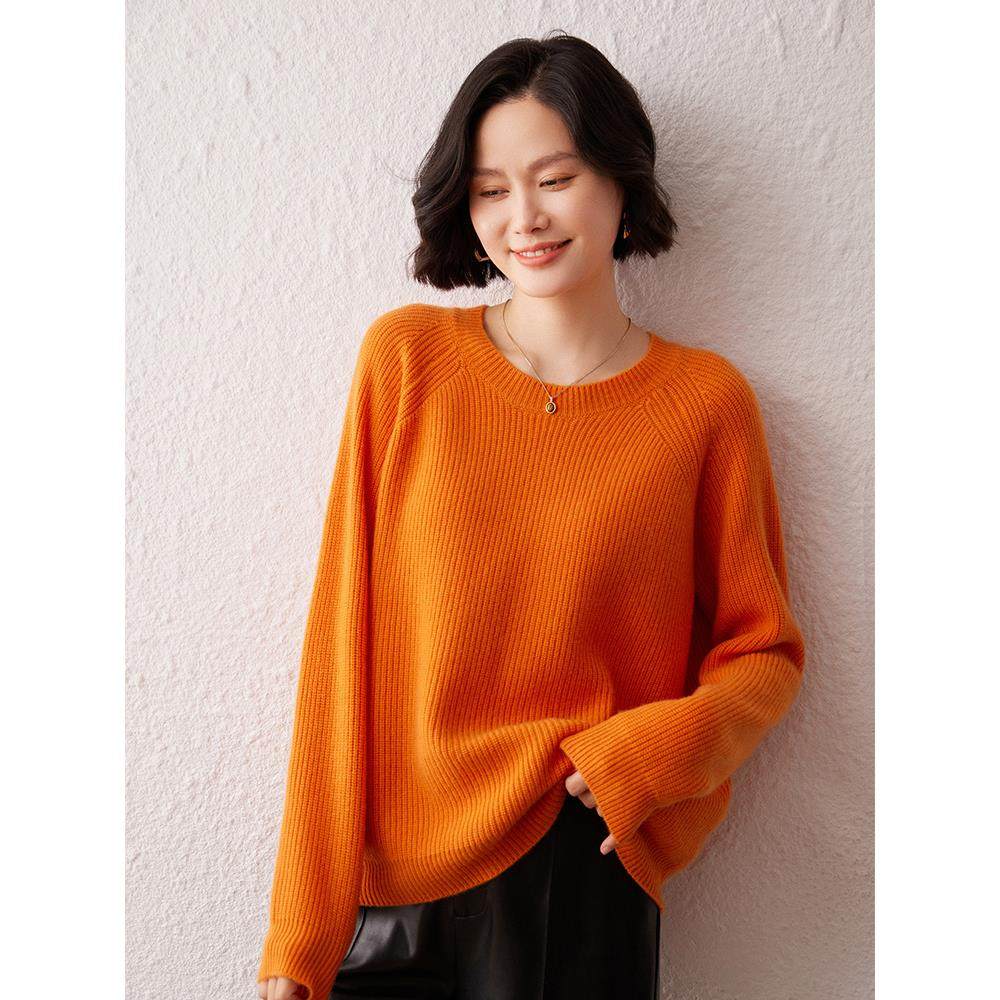 加厚山羊绒衫女圆领针织毛衣打底