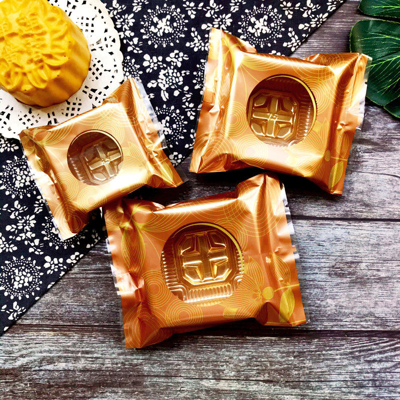 新款金荷花加厚50克月饼袋80克100克125克蛋黄酥糕点烘焙包装袋