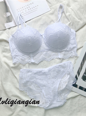 夏季白色胖MM大码欧美文胸套装 薄杯聚拢性感调整蕾丝少女内衣95E
