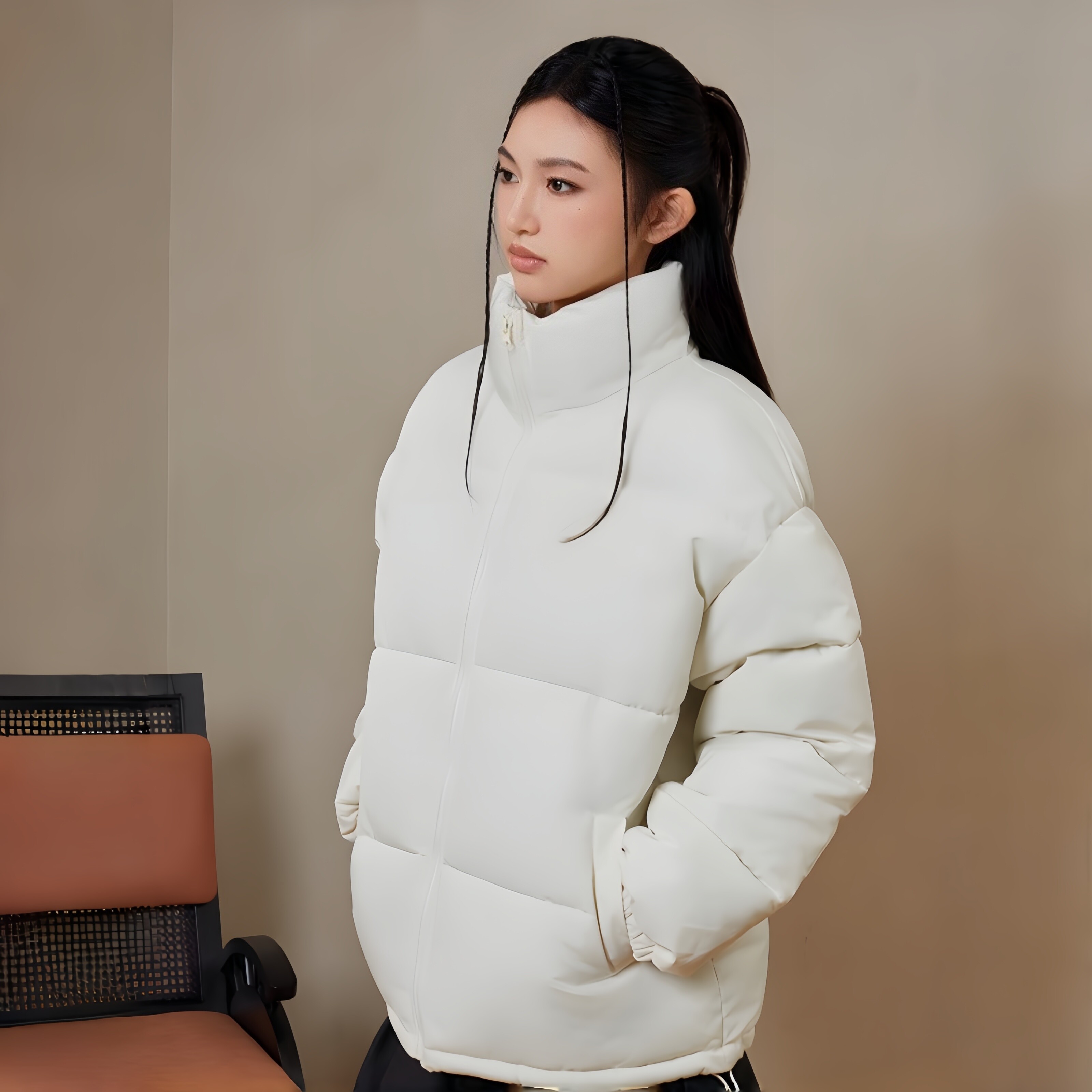 大码胖妹妹羽绒棉服女秋冬新款网棉衣/棉服