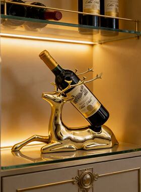 高档轻奢树脂鹿红酒架摆件