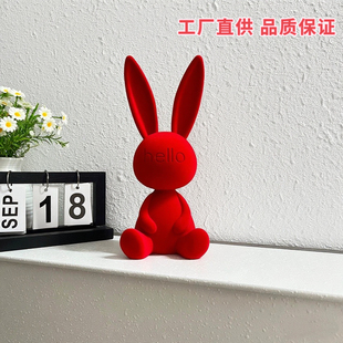 胖胖兔奶油风客厅软装 饰品礼物电视柜高级感小众摆件现代简约风