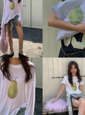 LILUSHOP轻松无鸭梨tee！舒适圆领短袖T恤女休闲百搭长袖防晒上衣