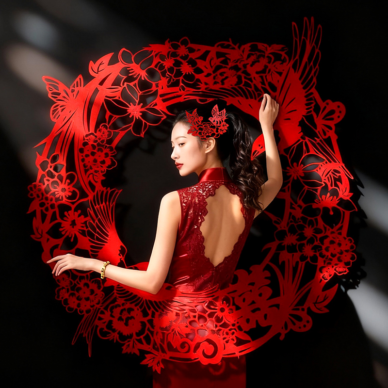 大喜字结婚专用婚房布置装饰窗户植绒喜字贴囍字订婚领证拍照道具