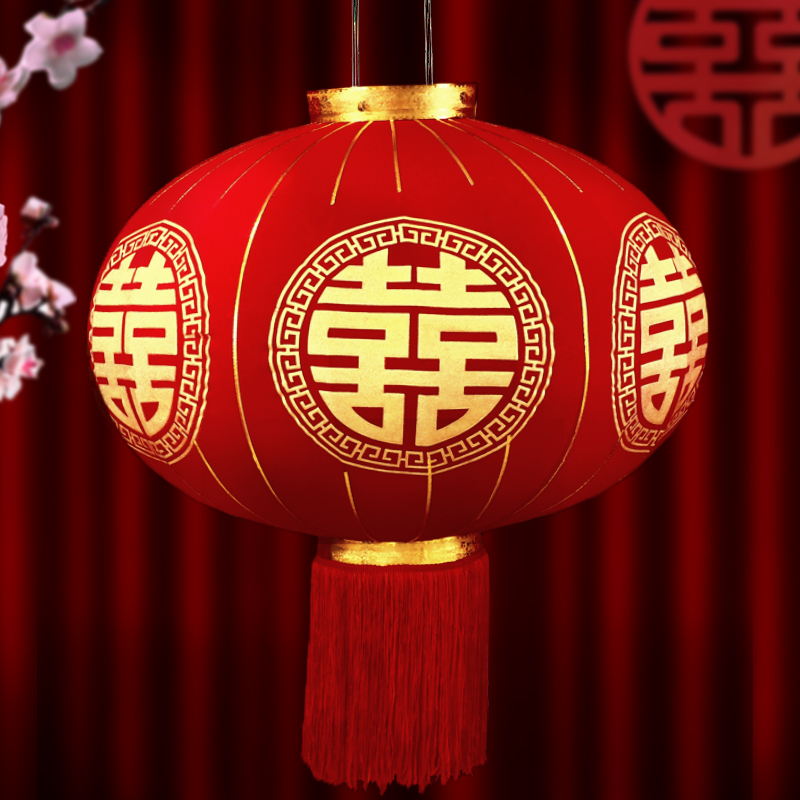 灯笼结婚大门喜字大红