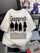 百搭情打底衫 100%重磅纯棉新款 t恤男学生韩版 短袖 体恤 设计感半袖