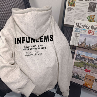 美式oversize卫衣男生潮流百搭帅气秋冬加绒重磅连帽外套纯棉上衣