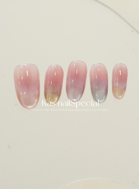 kas美甲纯手工法式短甲椭圆温柔显白渐变纯欲2025年新款穿戴甲