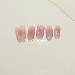 kas美甲纯手工法式短甲椭圆温柔显白渐变纯欲2025年新款穿戴甲