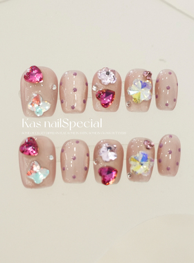 「星夜梦语」纯手工日式甜美风格波点美甲2025年新款显白穿戴甲