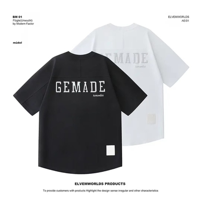 男女同款春季时尚休闲刺绣字母圆领弧形打底短袖T恤89297