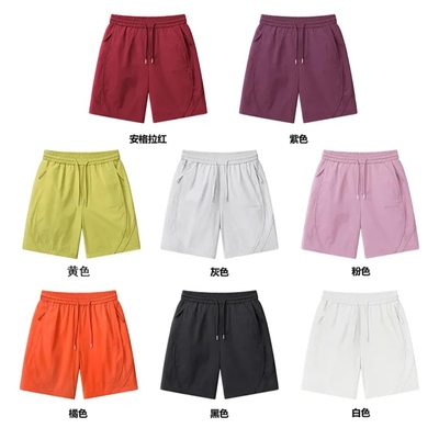 男女同款休闲宽松松紧腰字母小标情侣款速干多色沙滩裤短裤YX6026