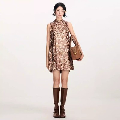 （小魔女）LF26C31SO365原4495LeFame拉飞姆26春装珠片中式连衣裙