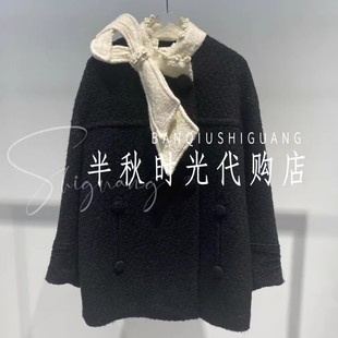 LF25D41SY157原3895Lefame拉飞姆25冬蝴蝶结毛呢外套 小魔女