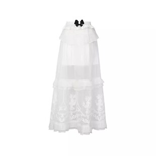 LeFame拉飞姆国内专柜代购 26夏欧根纱绣花半裙LF26X01SS175原2695