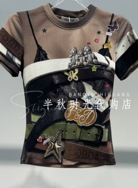 FORDARE福蝶2610T13399时尚印花短袖T恤衫2026春夏新款原699