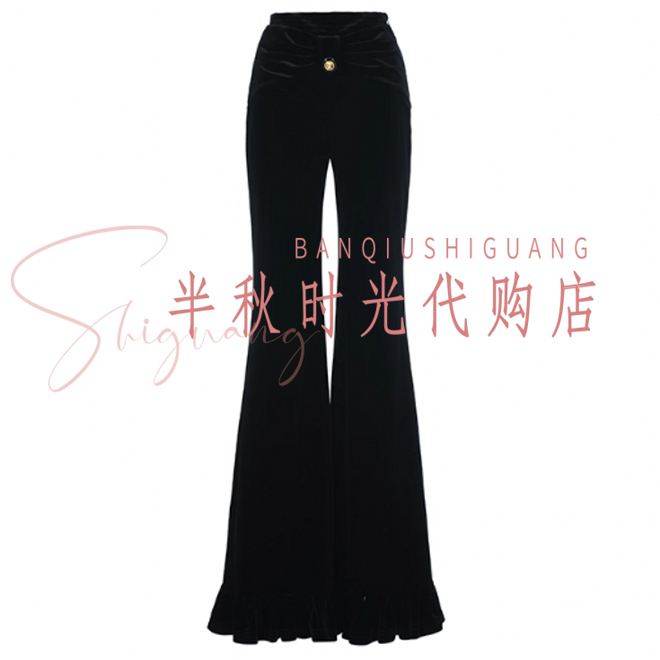 (小魔女)FF24Q31SP175原1395双皇冠专柜正品25秋蝴蝶结丝绒喇叭裤