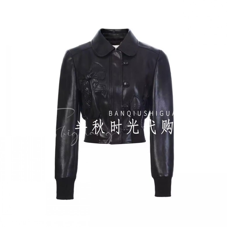 （小魔女）LF26C21SC008原2695LeFame拉飞姆26春装娃娃领PU皮外套