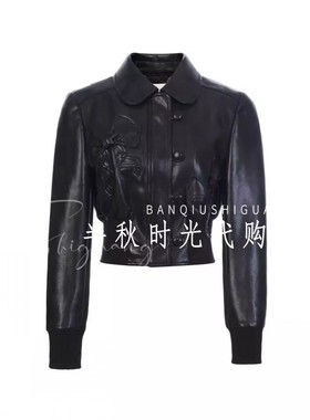 （小魔女）LF26C21SC008原2695LeFame拉飞姆26春装娃娃领PU皮外套