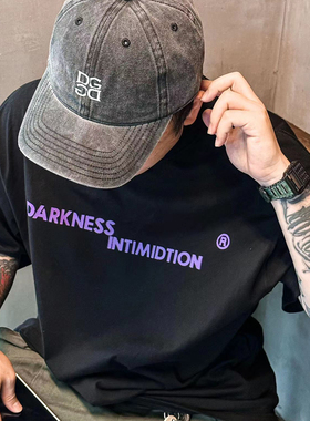 DAMN2023SS 模糊LOGO字品牌基础简约百搭街头国潮宽松男女短袖T恤