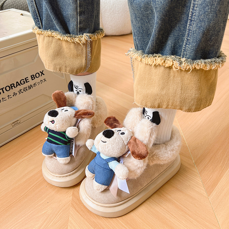 卡通加绒棉鞋舒适厚底冬季